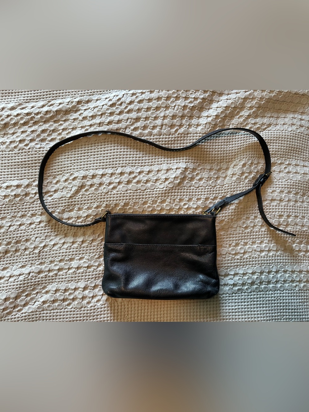 Fossil Black Leather Crossbody Bag